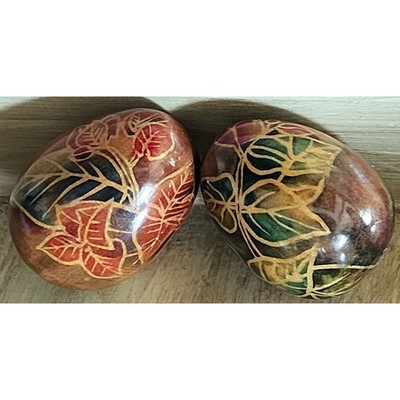 2 Hand Painted Decorative Wooden Easter eggs Pretty Floral Pattern See Pic.