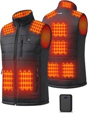 Heated Vest for Men with 16000mAh 7.4V Battery Pack, Ergonomic 9 Heating Zones,