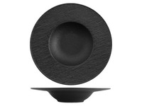 H&H 2 Pasta Teller Skin Aus Porzellan, Schwarz, Relief, 28 Cm