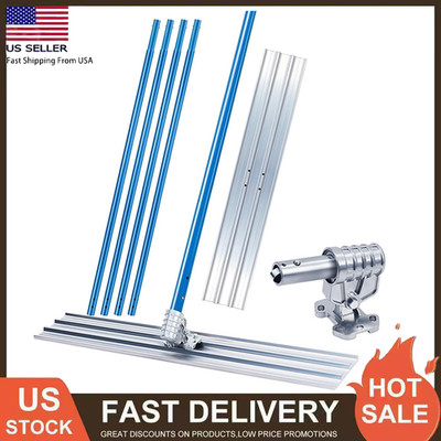 48''x8'' Aluminum Bull Float Concrete Tool Kit with 4 Handles & Bracket Finishing