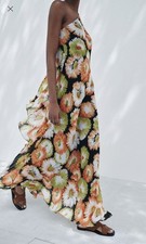 Zara One-Shoulder Floral Dress in Orange and Green NWT Size M