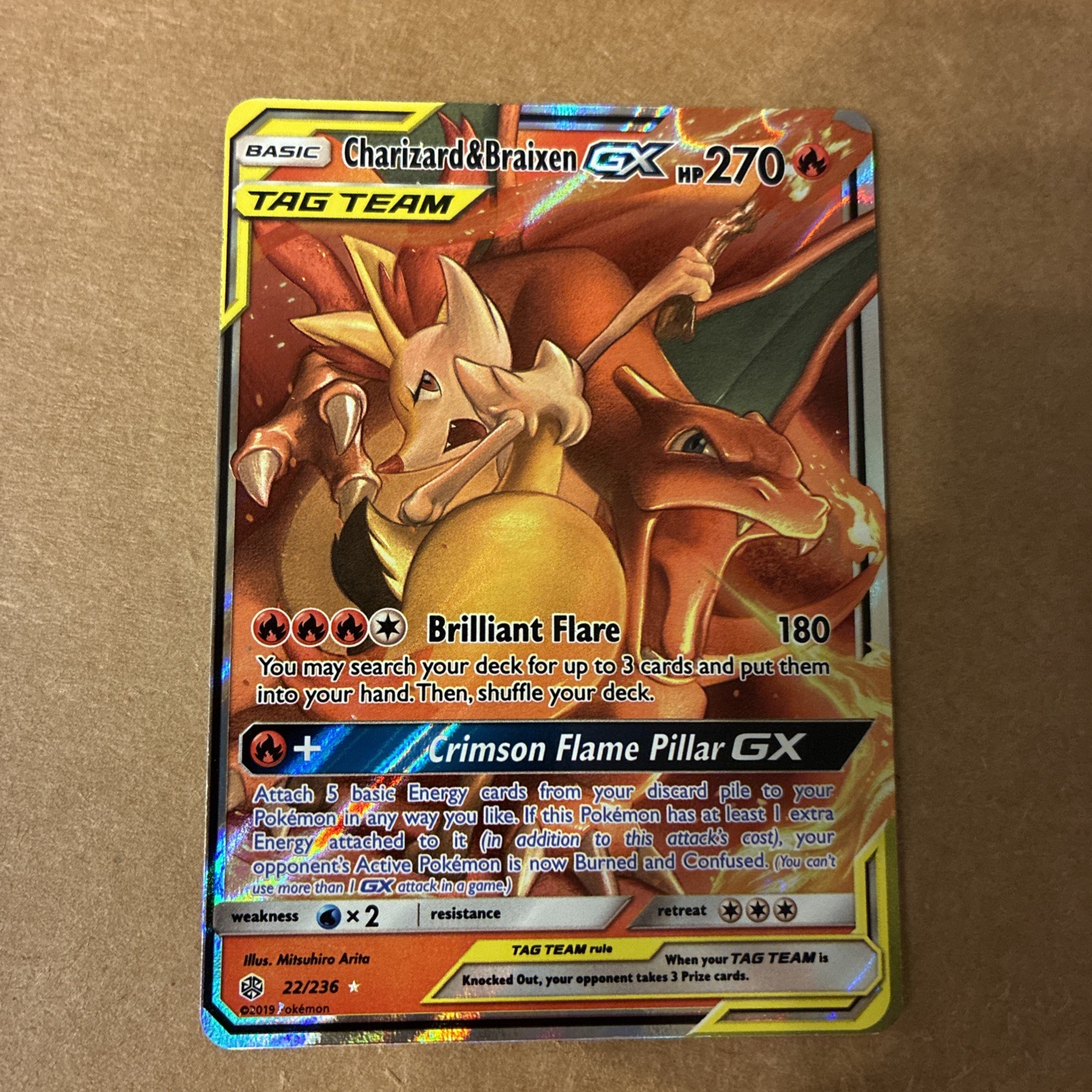 Charizard & Braixen GX 22/236 Sm-Cosmic Eclipse Holo