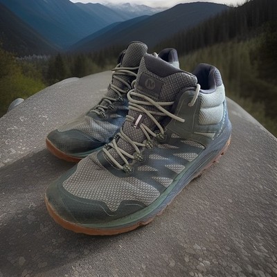Merrell Nova 2 Mid Waterproof Green Hiking Vibram Boots Mens Size 12 *READ*