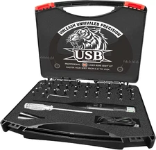 USB Rechargeable Green Laser Bore Sight Kit with 32 Adapters for All Calibers