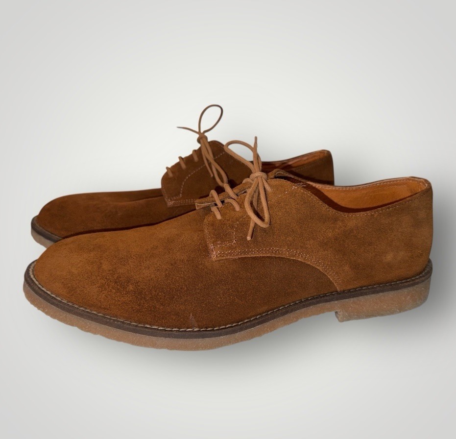 SAOLA NUOVE SCARPE DERBY OXFORD REPUBLIC MARK MCNAIRY MARRONE SCAMOSCIATO SUOLA GOMMA UOMO US 12