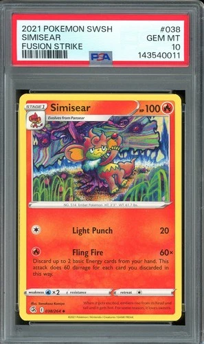 Pokemon TCG Sword & Shield Fusion Strike #038 Simisear Tomokazu Komiya PSA 10