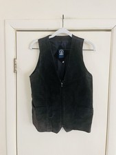 VTG 90s Y2K Suede 70s Western Folk Festival Boho Biker Zip Front Vest S/M