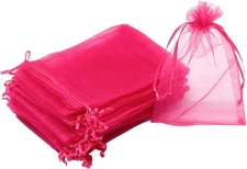 100Pcs Large Organza Bags, 8x12 inch Mesh Gift Inch (Pack of 100), Rose 