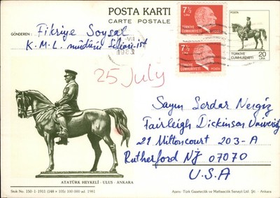 Ataturk Heykeli Ulus Ankara vintage postcard b284