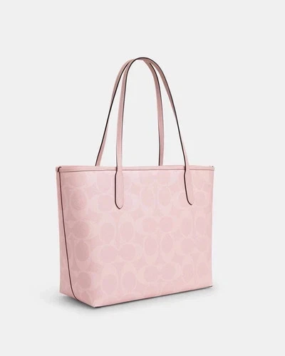 Bolsa tote City assinatura lona pó rosa saída CAL49 NOVA - Imagem 2 de 4