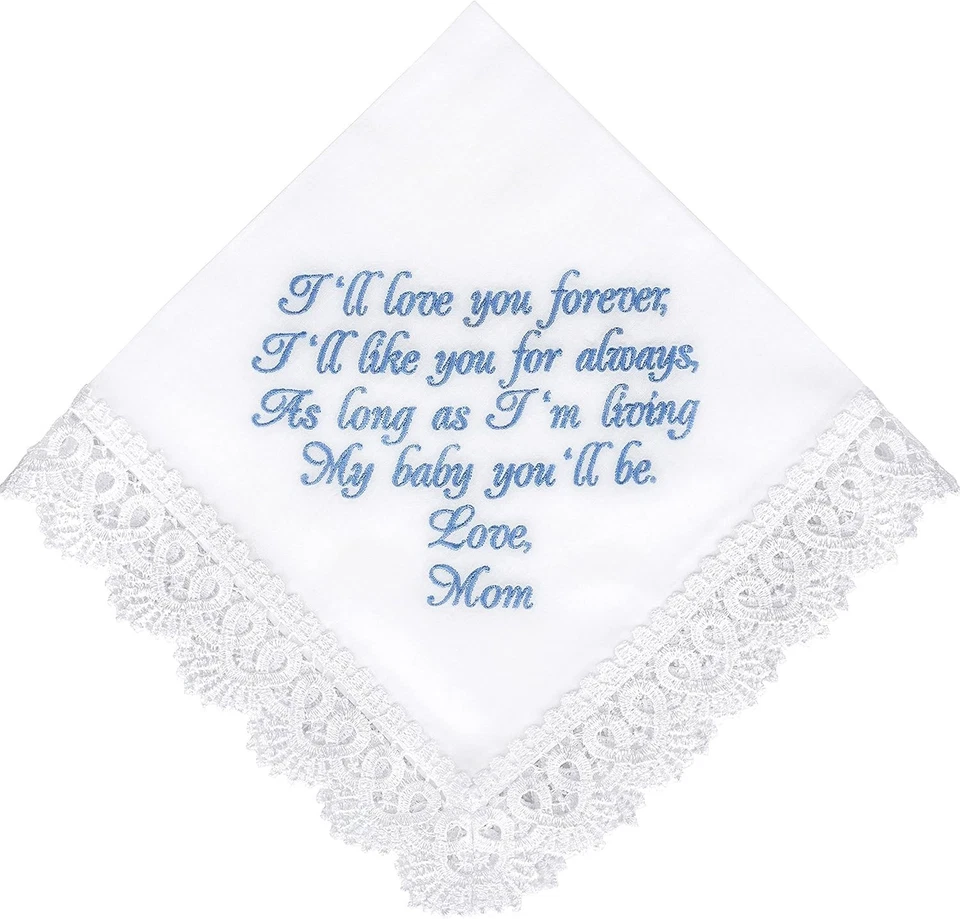 Pañuelo de boda de algodón para novia madre niña regalo algo azul 14,5x14,5 Foto 2 de 4