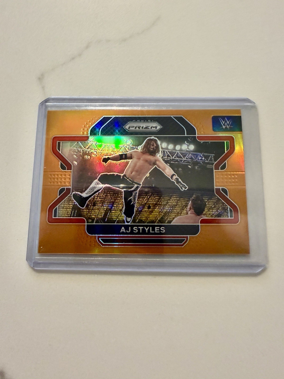 AJ Styles 2022 Prizm WWE #7 - Orange Prizm /99 