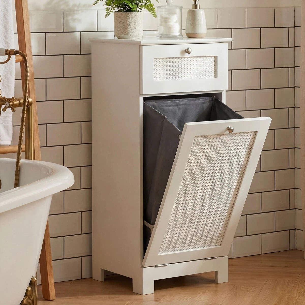 90 cm blanco mueble nicho cesta portaropa baño