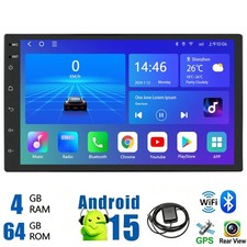 Double DIN 7" 64GB Wireless CarPlay Android Auto Car Stereo Radio GPS Navigation