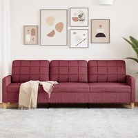 Sofa 3-Sitzer Stoff Weinrot 210 Cm Couch