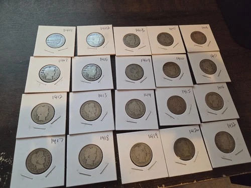 20 x Barber Quarters 90% Silver 5$ Face Value COIN INFLATION HEDGE #40