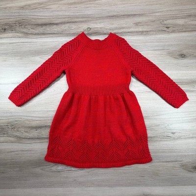 Cat Jack Red Knit Dress Girls 3T Long Sleeve Lace Detail Holiday Winter