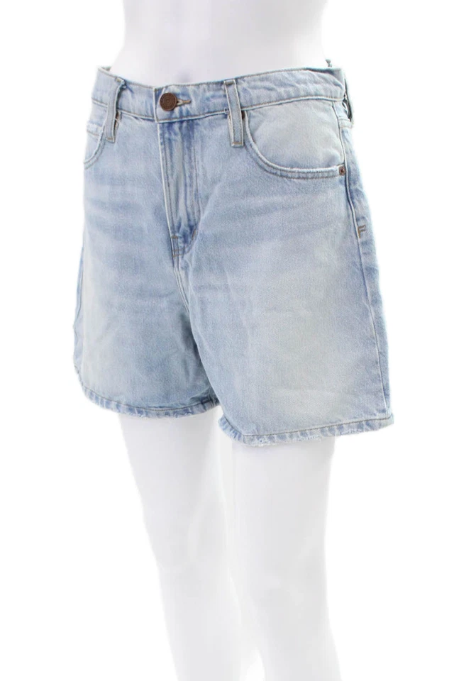 Женские джинсовые шорты в рамке из хлопковой смеси легкие вареные с высокой талией синие размер 26 - Изображение 2 из 4