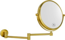 Nicesail Wall Mounted Magnifying Mirror 7x Antique Gold Bathroom Extendable Mak