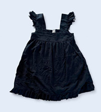 aerie Black Solid Mini Sundress Square Neck Sleeveless Ruffle Trim S/P