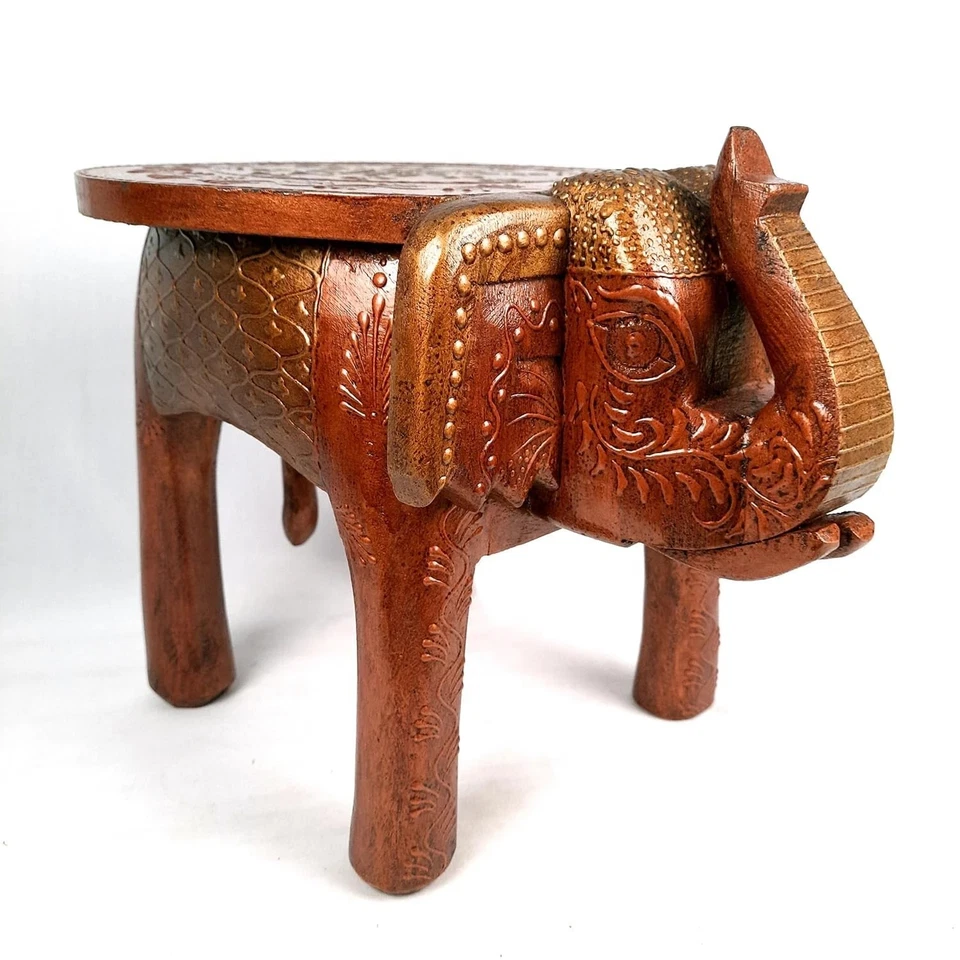 Copper Painted wood Elephant Shape Stool Kids Stool Room Side Stool Office decor - Image 4 of 4