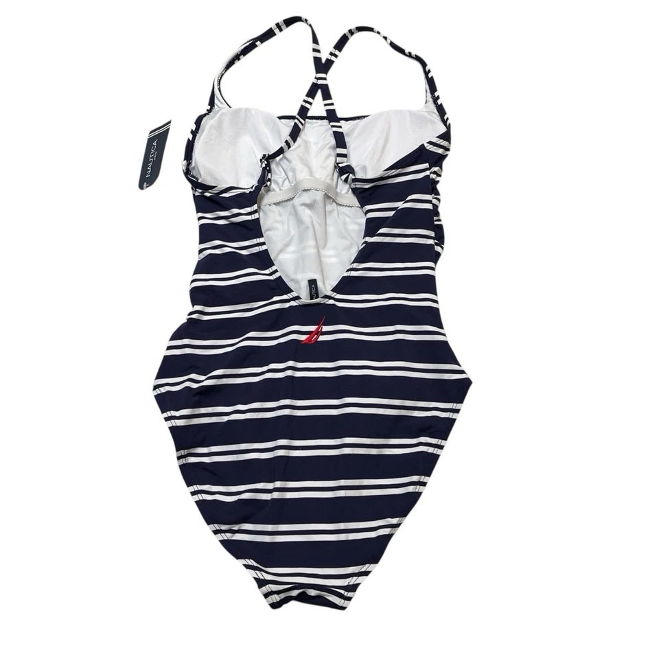 Traje de baño Nautica para mujer M azul blanco a rayas una pieza vela náutica Cape Cod Foto 2 de 4