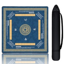 Mahjong Mat Noise Reducing with Rules, 33.5x33.45 Inch Non-Slip American Mah ...