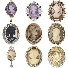 Pearl Beautiful Girl Head Brooches for Women Enamel Ladies Pin Office Party Frie