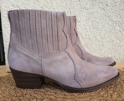 Heine kurze Stiefel Damen Lederstiefel Schuhe Stiefeletten Boots Taupe Beige 38