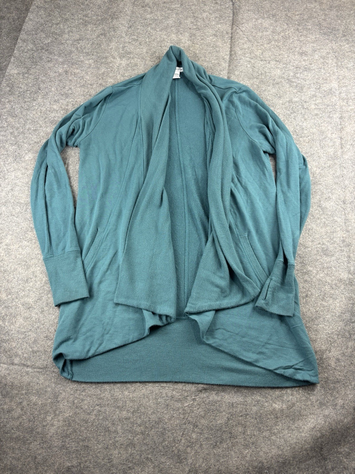 ATHLETA Women’s M Blue Pranayama Wrap Open Front Cardigan Athleisure Yoga SEE