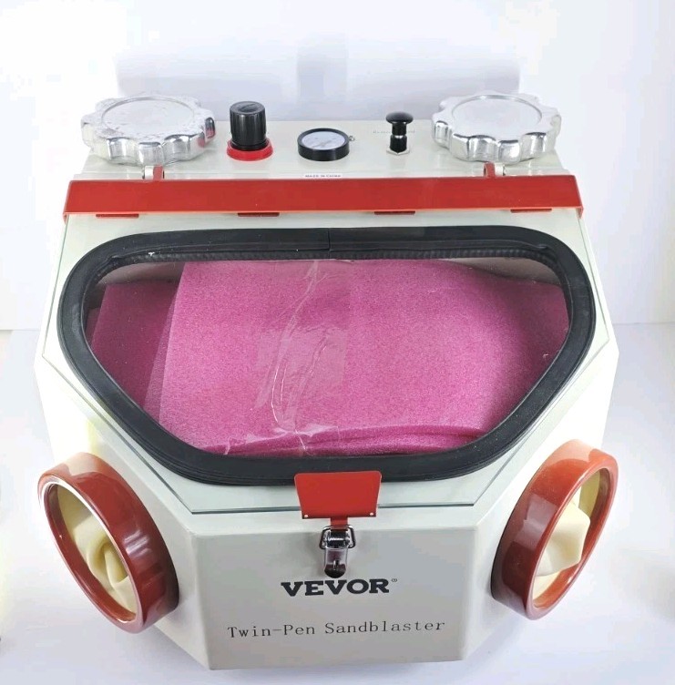 VEVOR Doble Pluma Chorro de Arena Pluma Chorro de Arena Máquina para Laboratorio Dental 2 Tanques Lámpara