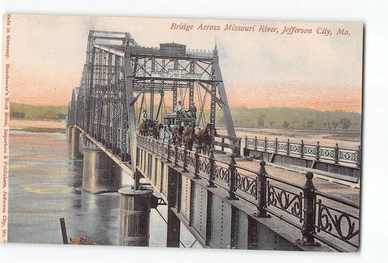 Jefferson City Missouri MO Postcard 1907-1915 Bridge Across Missouri River