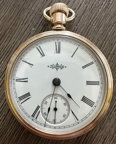 Antique ILLINOIS Pocket Watch Grade I.W.C. Model 6 Size 18s 7J 1894 Runs/Stops