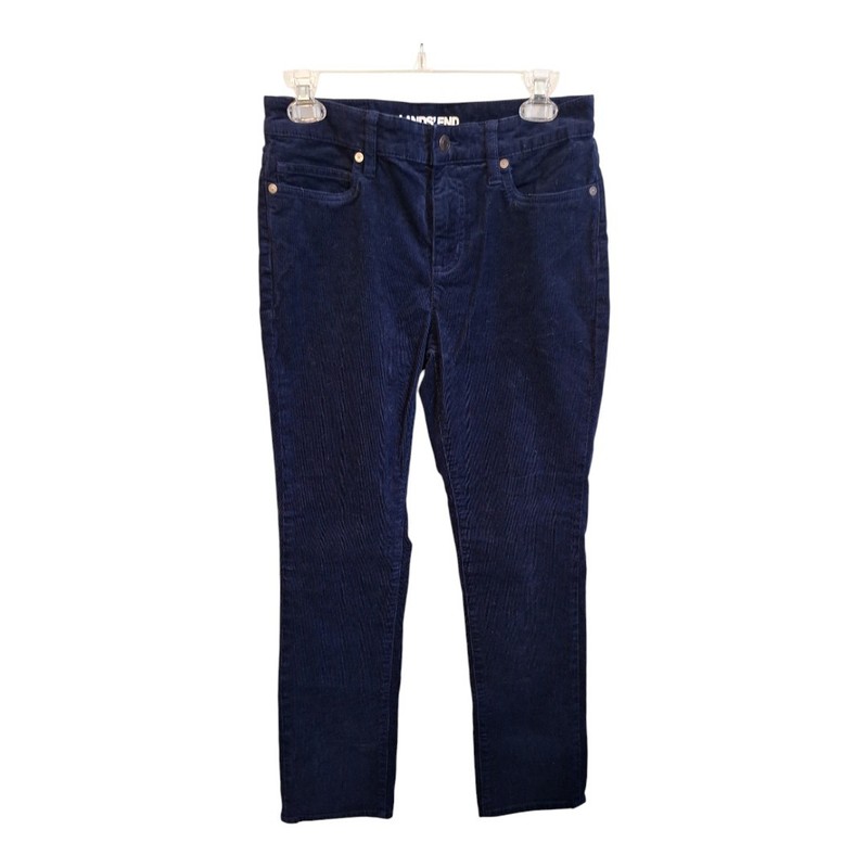 Lands’ End Mid Rise Straight Leg Deep Sea Navy Corduroy Pants Women's Size 4