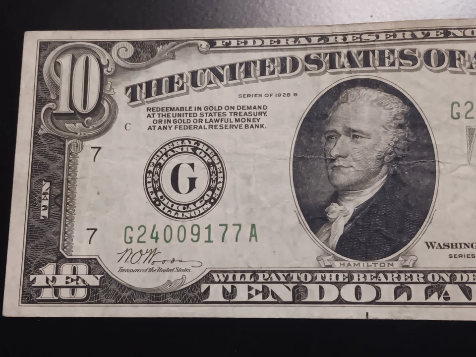 1928b $10 Green Seal Federal Reserve Note GA Block - Image 3 of 4