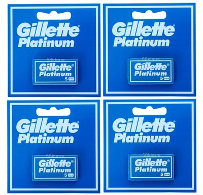 20 Gillette Platinum Rasierklingen für Rasierhobel Klingenmesser 4x 5er Pack OVP