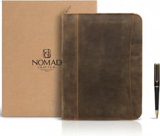 Leather Padfolio with Zipper Business Portfolio for Men and Women, Legal Pad