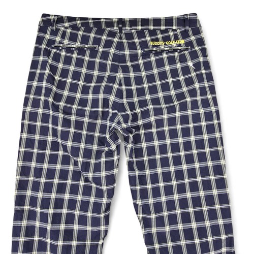 Chervo Plaid Golf Pants Flat Front Blue White Yellow Checkered Mens 36x33 - Picture 8 of 19