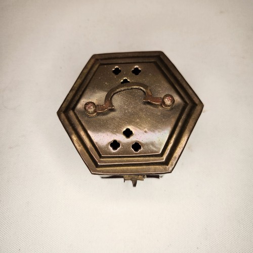 Vintage Brass Incense Trinket Cricket Box Jewelry Casket Hinge Lock With Handle - Picture 3 of 8