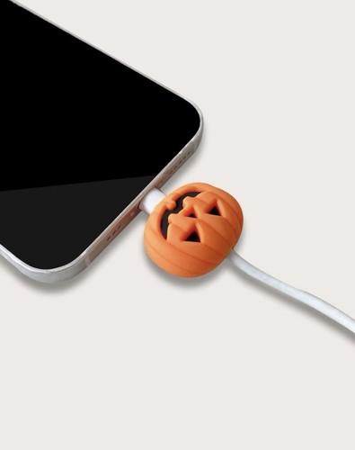 Pumpkin 🎃 Shaped USB DATA CORD CHARGER CABLE PROTECTOR Halloween Spooky Gothic - Zdjęcie 2 z 4
