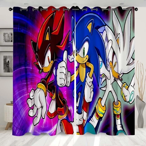 Kinder Sonic The Hedgehog 3D Dicke Verdunkelungsvorhänge Thermo Ring Top Ösen Geschenk - Bild 24 von 30