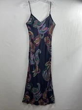 Rachel Pally Maxi Slip Dress Womens Size S Blue Paisley Spaghetti Strap Sundress