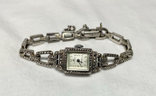 Bucherer Svizzero Orologio Funzionante Art Déco Marcasite Argento 17  Gioielli | eBay