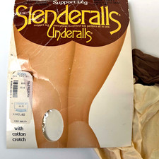 Vintage Slenderalls Underalls Sz A-B Sandalfoot Pantyhose Beige Brown Style 350