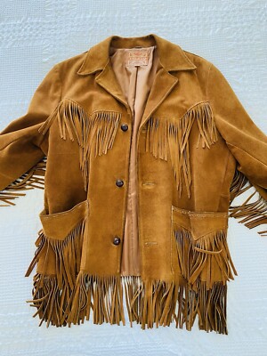 Vintage 60s Fringe Suede Leather Jacket Mens Easy Rider Western