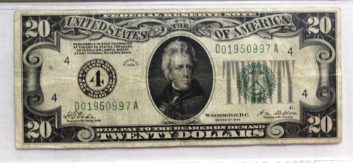 1928 $20 FRN CLEVELAND "4" Numerical District Seal, Redeemable In Gold, PCGS 30 - Picture 3 of 4
