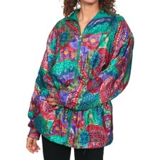 Vtg 90s Lavon Floral Paisley Print Colorful Windbreaker Retro Streetwear Jacket