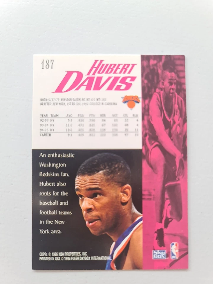 SkyBox Premium #187 1995 Hubert Davis New York Knicks  Foto 2 de 3