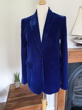 Zara Dark Ink Blue Velvet Blazer Size Xs Uk8 # G170 Xs