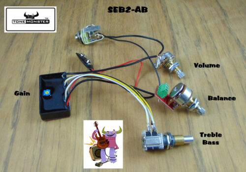 TONE MONSTER SEB2-AB Guitar Bass Preamp Balance Volume Treble/Bass 3 Pots - Picture 1 of 2